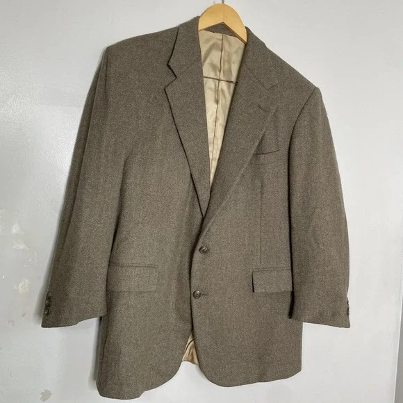 VTG Polo Ralph Lauren Wool Blend ticket pocket Tan Brown Blazer sport coat 44R‎